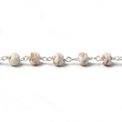 6mm Matte Howlite faceted rondelle Silver plated Chain by the foot 28 pieces - Beadsofcambay.com