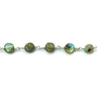 6mm Matte Labradorite plain coin Silver plated Chain by the foot 25 beads per - Beadsofcambay.com