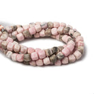 6mm Matte Rhodochrosite plain cube beads 7.5 inch 30 pieces - Beadsofcambay.com