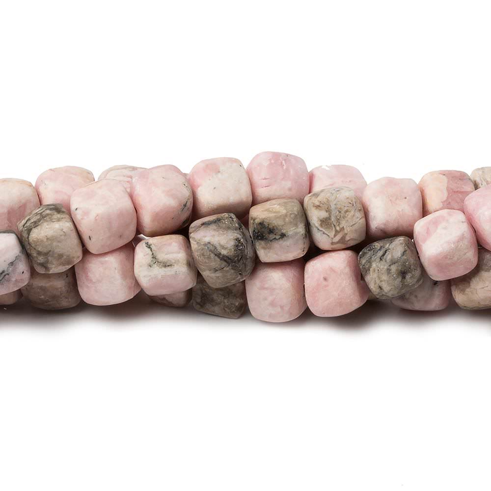 6mm Matte Rhodochrosite plain cube beads 7.5 inch 30 pieces - Beadsofcambay.com
