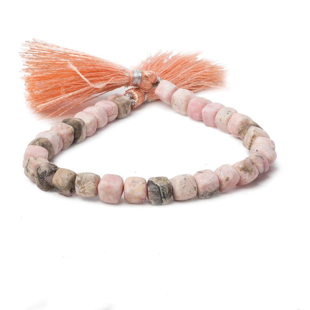 6mm Matte Rhodochrosite plain cube beads 7.5 inch 30 pieces - Beadsofcambay.com