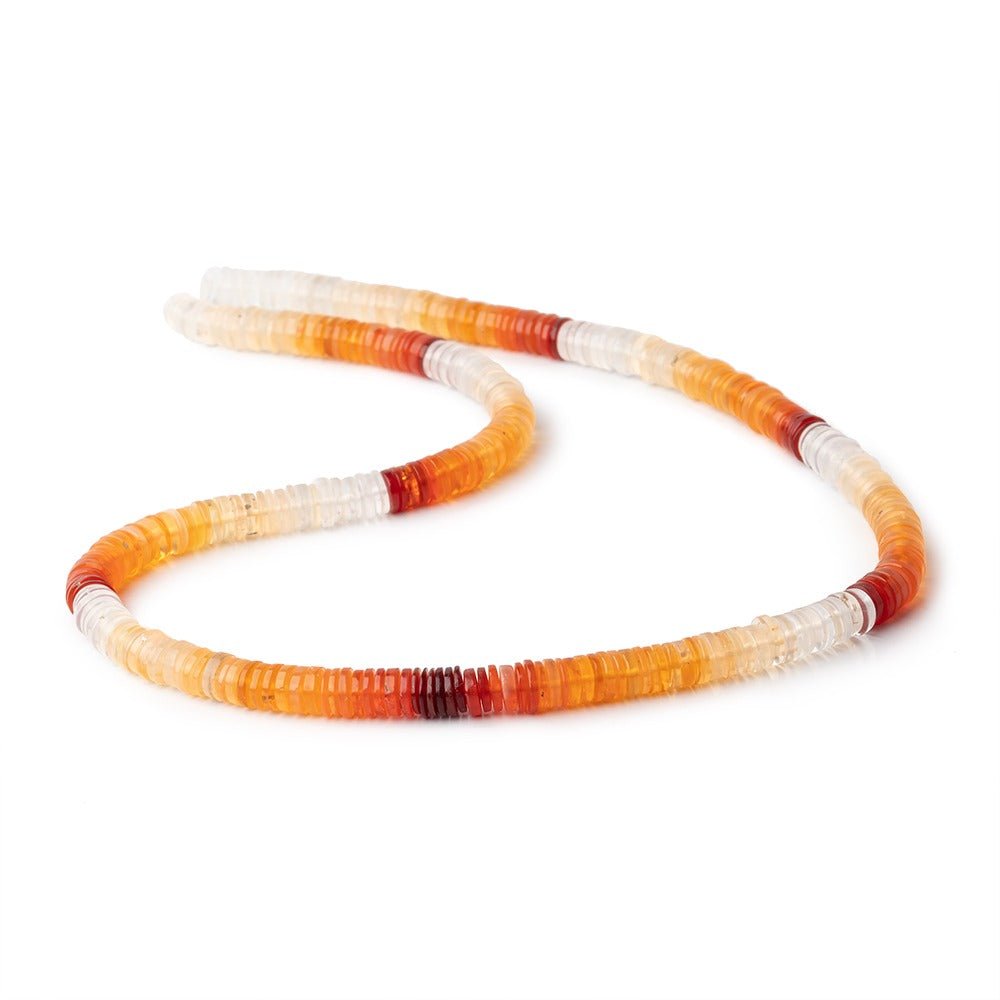 6mm Mexican Fire Opal Heshi beads 16 inch 254 pieces - Beadsofcambay.com