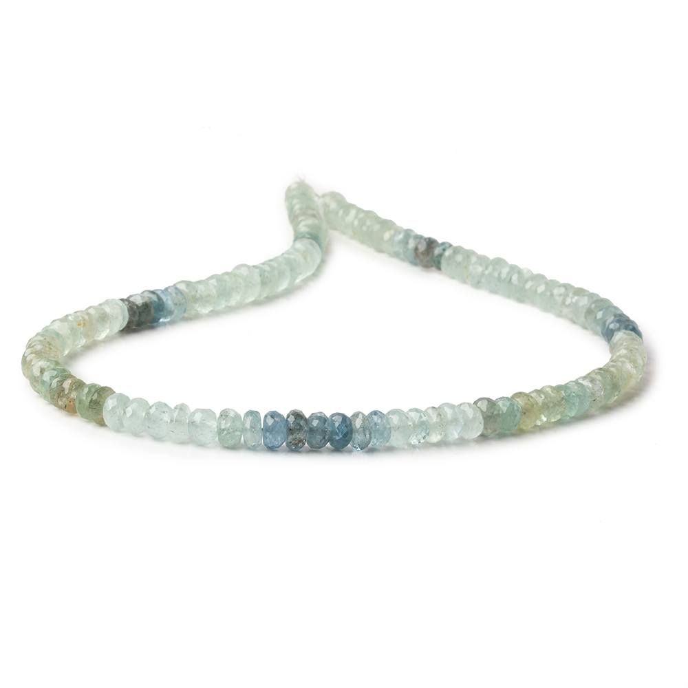 6mm Moss Aquamarine faceted rondelle beads 14 inch 110 pieces - Beadsofcambay.com