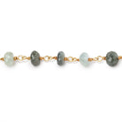 6mm Moss Aquamarine Faceted Rondelle Beads on Vermeil Chain - Beadsofcambay.com