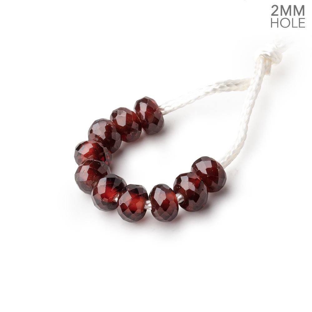 6mm Mozambique Garnet 2mm Large Hole Faceted Rondelles Set of 10 Beads - Beadsofcambay.com
