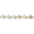 6mm Multi Beryl plain rondelle Vermeil Chain by the foot 37 beads - Beadsofcambay.com