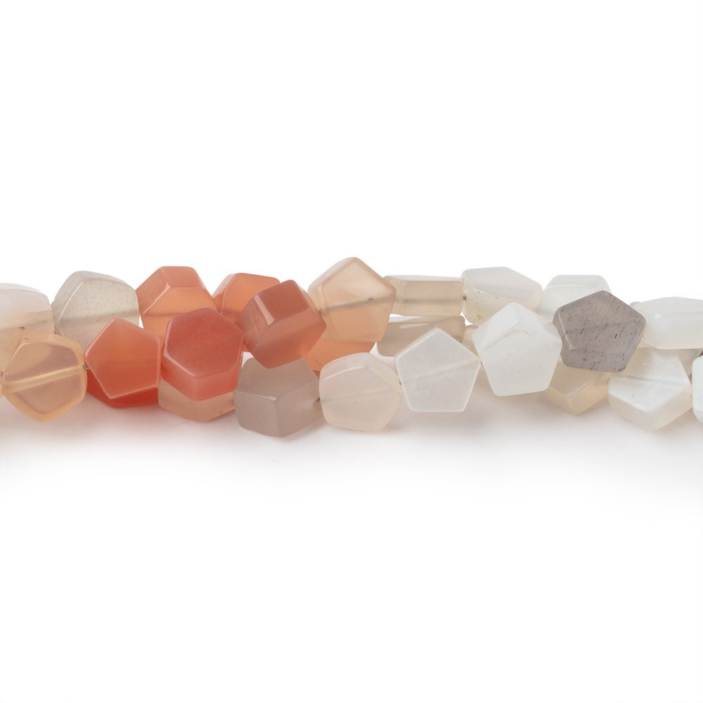 6mm Multi Color Moonstone Plain Pentagon Beads 18 inch 77 pieces - Beadsofcambay.com