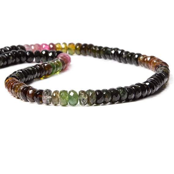 6mm Multi Color Tourmaline Beads Faceted Rondelle 109 pcs - Beadsofcambay.com