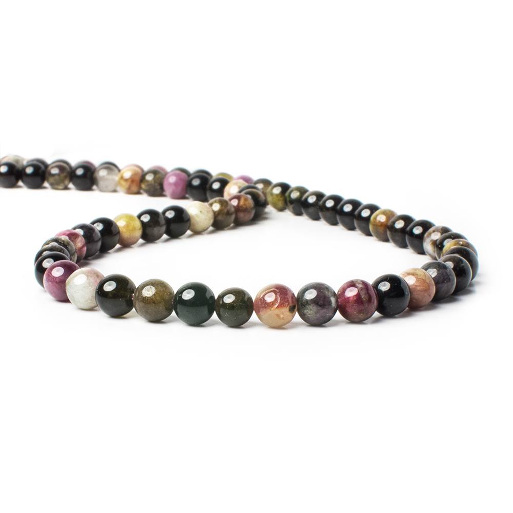 6mm Multi Color Tourmaline plain rounds 16 inch 69 pieces A - Beadsofcambay.com