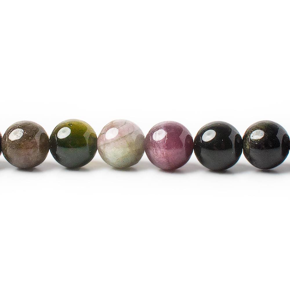 6mm Multi Color Tourmaline plain rounds 16 inch 69 pieces A - Beadsofcambay.com