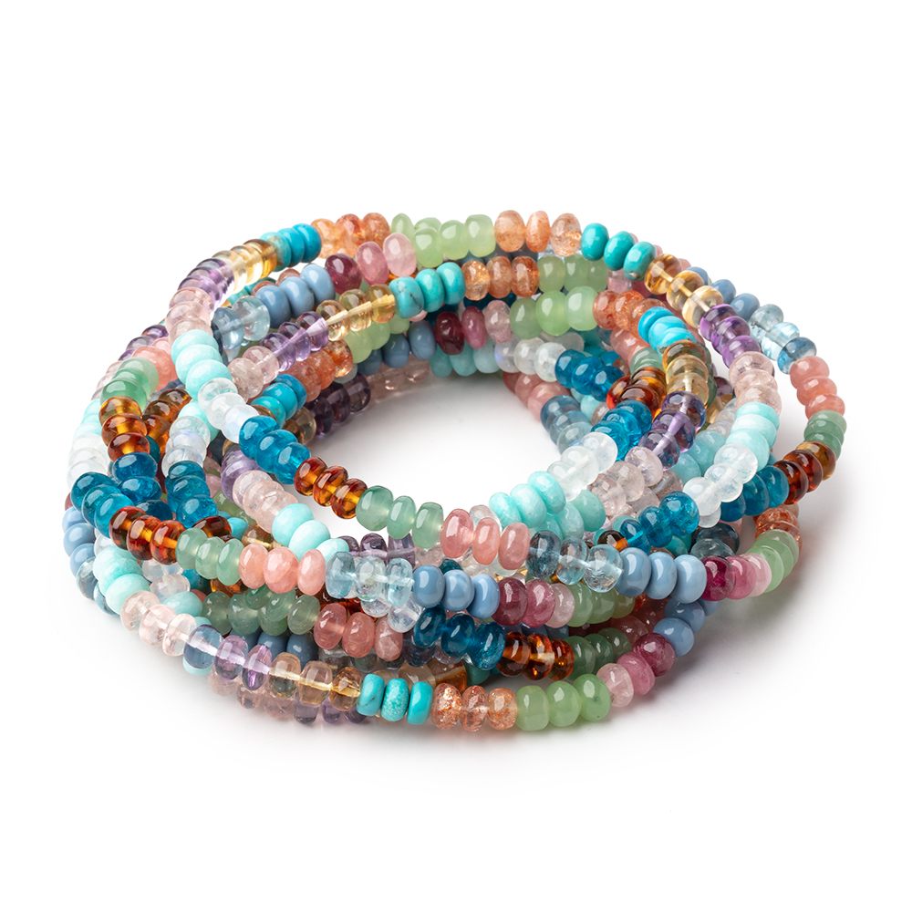 6mm Multi Gemstone Plain Rondelle Beads 36 inch 266 pieces AA - Beadsofcambay.com