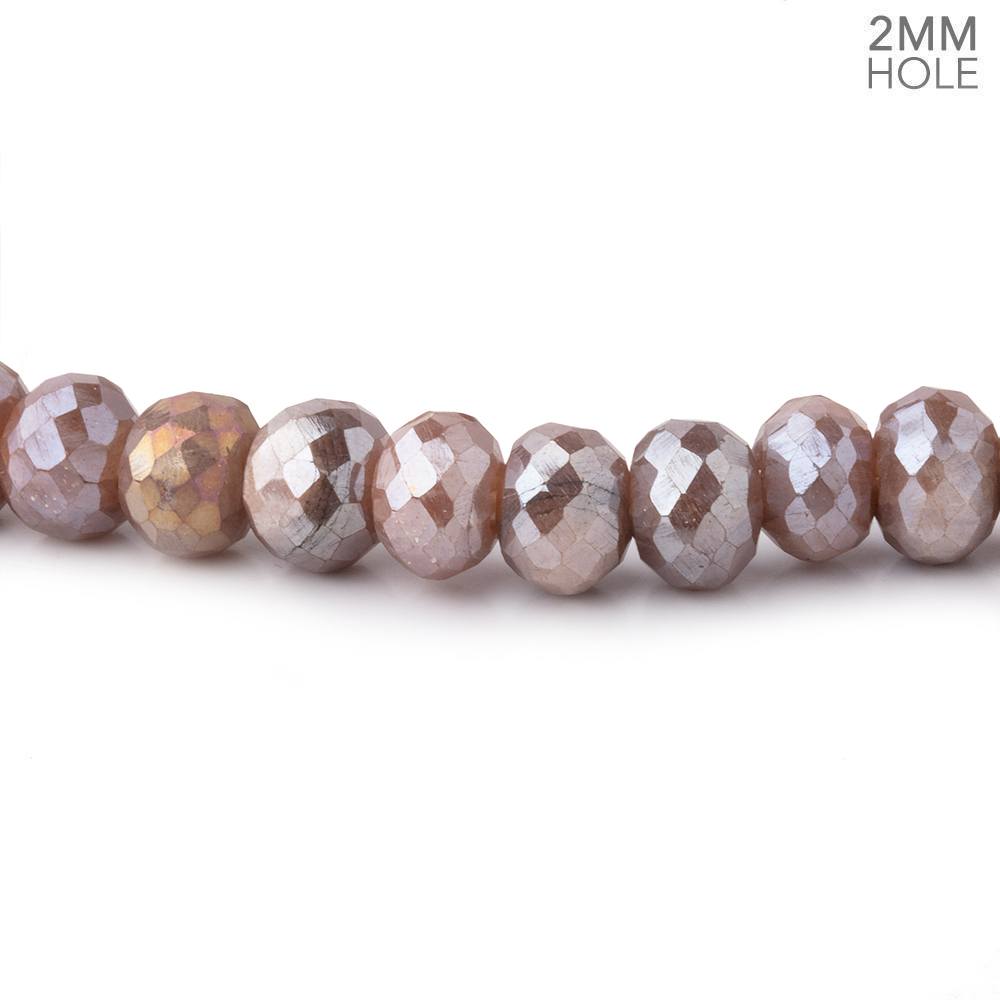 6mm Mystic Dark Peach Moonstone 2mm Large Hole Faceted Rondelles 8 inch 42 Beads - Beadsofcambay.com