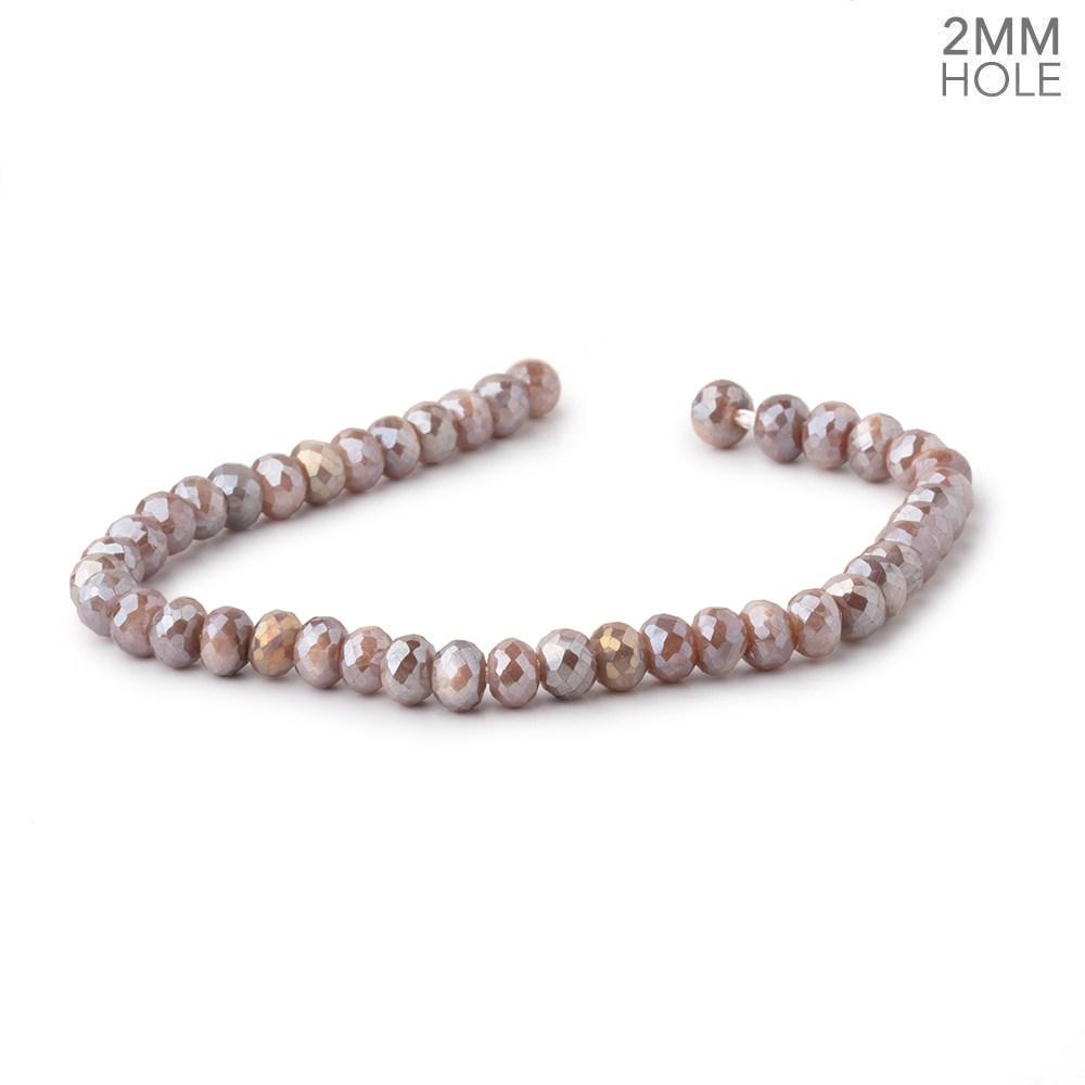 6mm Mystic Dark Peach Moonstone 2mm Large Hole Faceted Rondelles 8 inch 42 Beads - Beadsofcambay.com