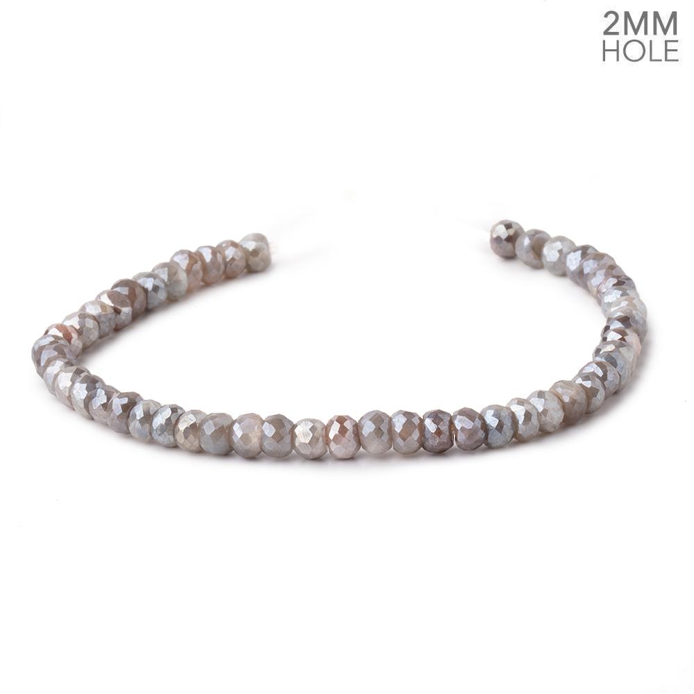 6mm Mystic Grey Moonstone 2mm Large Hole Faceted Rondelles 8 inch 46 Beads - Beadsofcambay.com