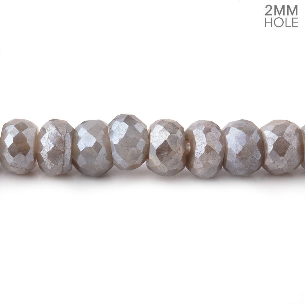 6mm Mystic Grey Moonstone 2mm Large Hole Faceted Rondelles 8 inch 46 Beads - Beadsofcambay.com