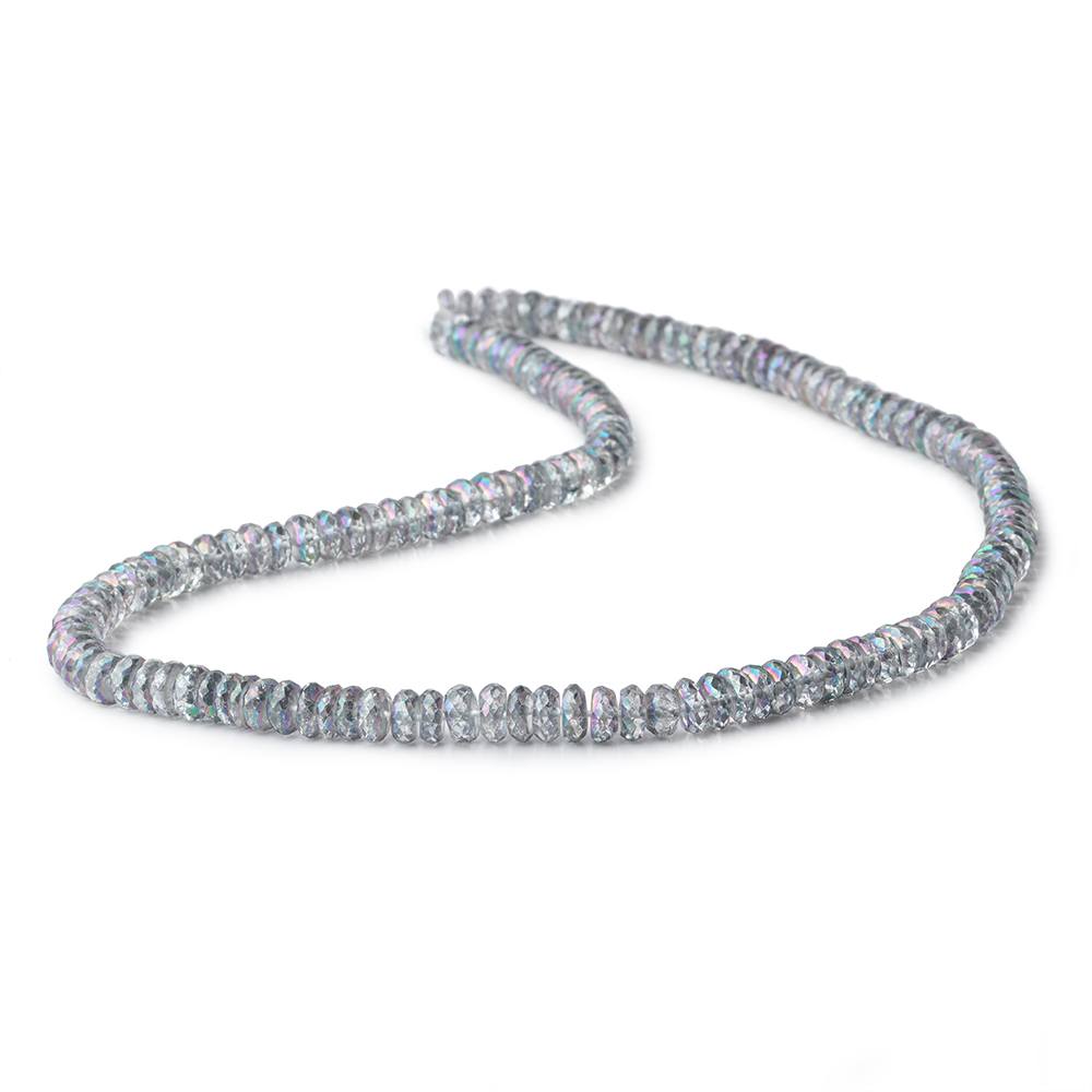 6mm Mystic Grey Topaz Faceted Rondelle Beads 16 inch 157 pieces - Beadsofcambay.com