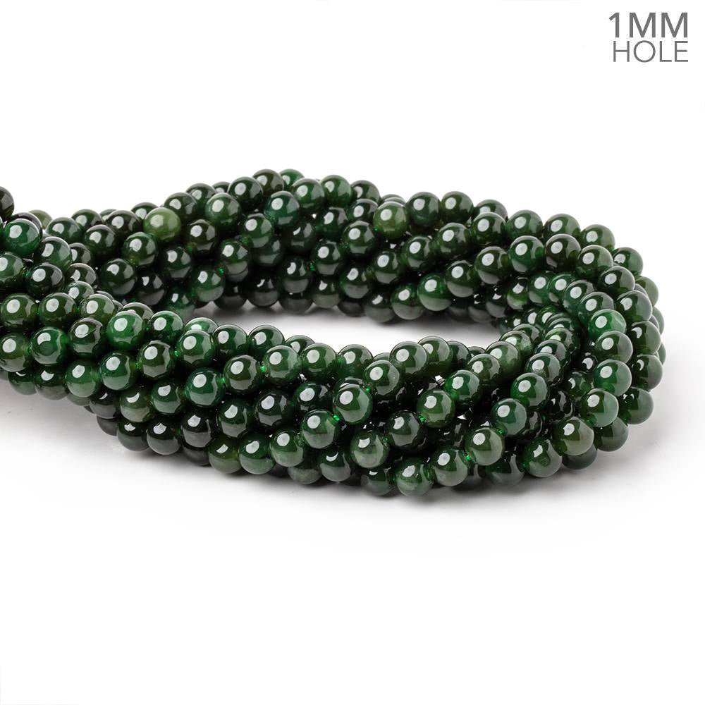 6mm Nephrite Jade Plain Round Beads 15 inch 68 pieces 1mm Hole - Beadsofcambay.com