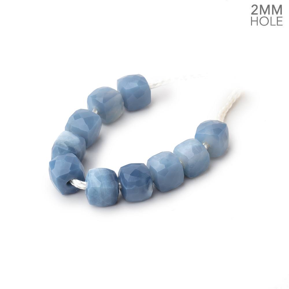 6mm Owyhee Denim Blue Opal 2mm Large Hole Faceted cube Beads Set of 10 - Beadsofcambay.com