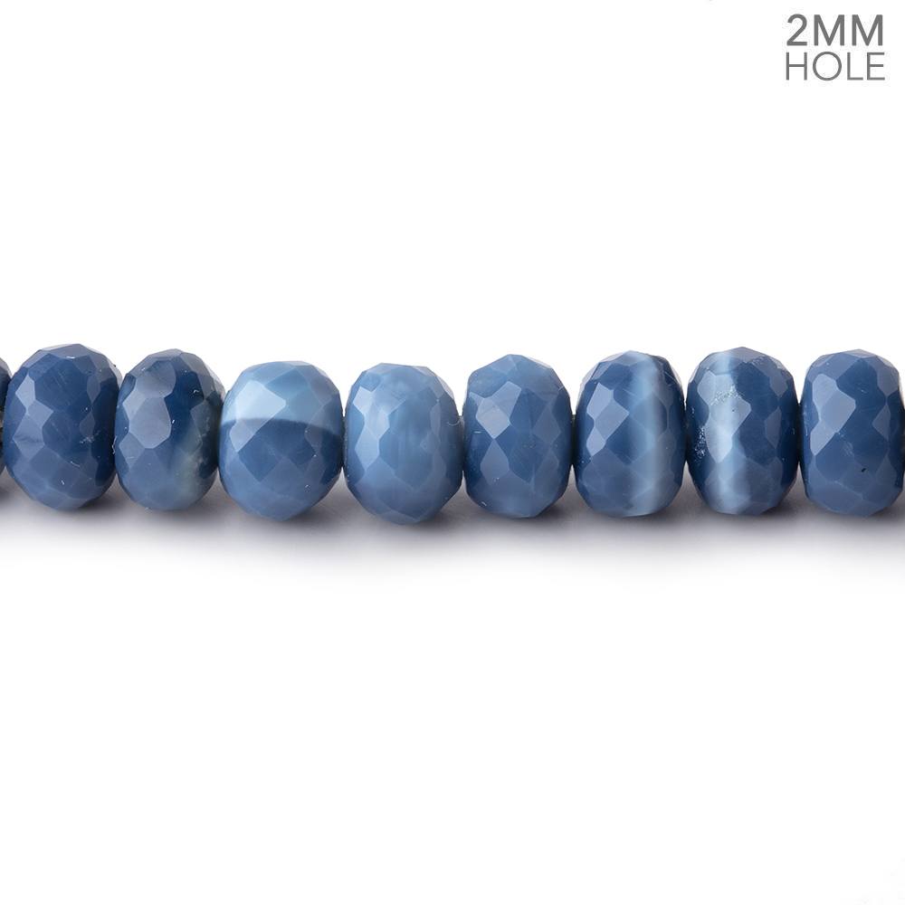 6mm Owyhee Denim Blue Opal 2mm Large Hole Faceted Rondelles 8 inch 46 Beads - Beadsofcambay.com