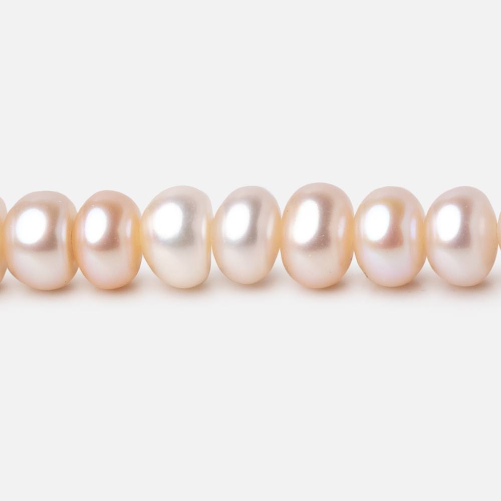 6mm Pale Peach Button Freshwater Pearl Beads 16 inch 94 pieces - Beadsofcambay.com