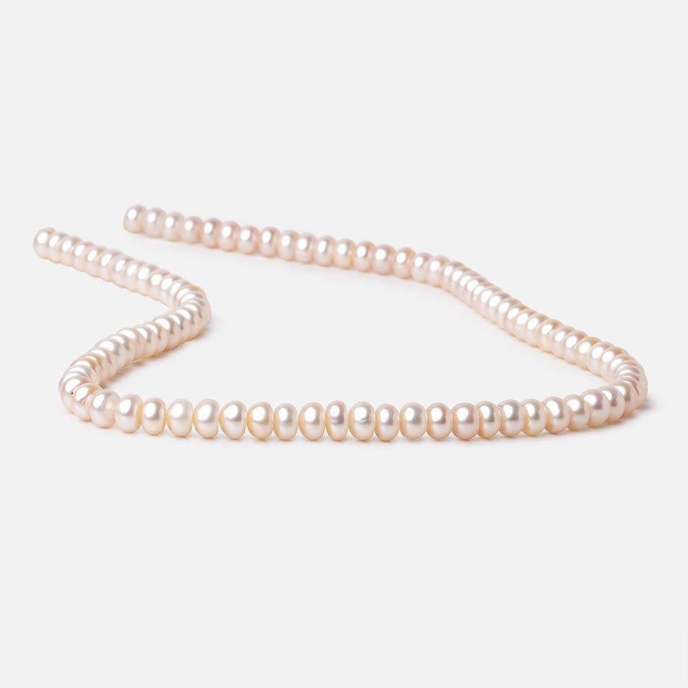 6mm Pale Peach Button Freshwater Pearl Beads 16 inch 94 pieces - Beadsofcambay.com