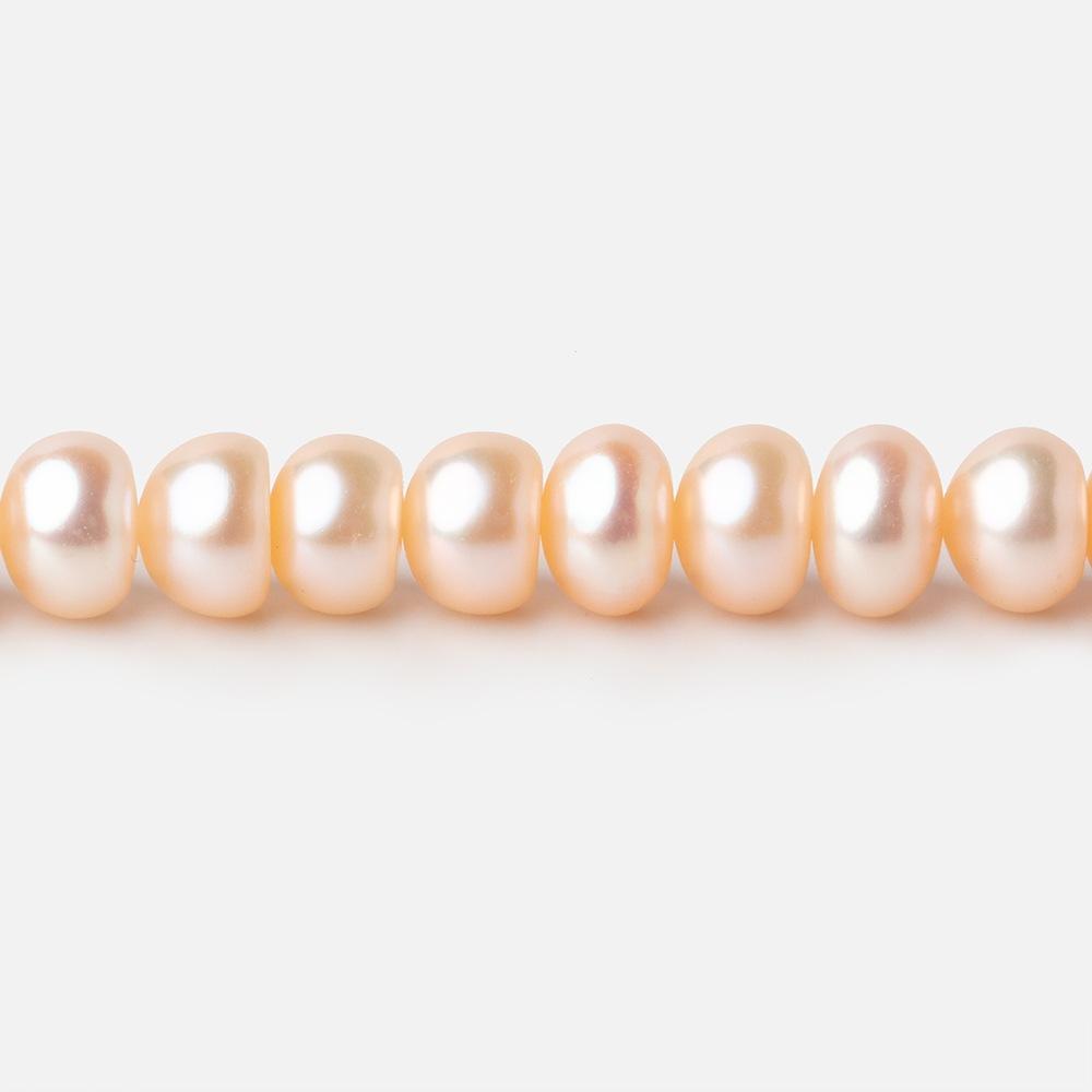 Beadsofcambay 6mm Peach Center Drill Button Freshwater Pearl Beads 15 inch 80 pieces A