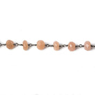 6mm Peach Moonstone faceted rondelle Black Gold Chain by the foot 30 pcs - Beadsofcambay.com