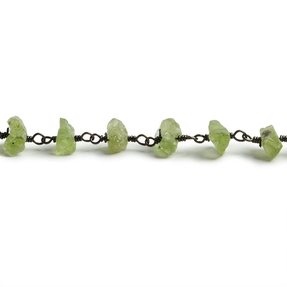 6mm Peridot chip Black Gold plated Chain by the foot with approximately 35 pieces - Beadsofcambay.com