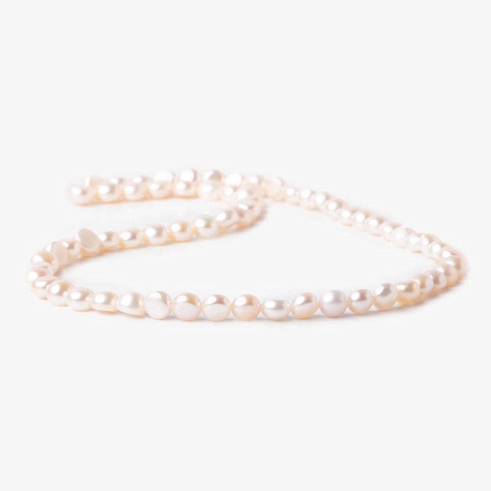 6mm Petal Pink Button Freshwater Pearls 15.5 inch 64 pieces - Beadsofcambay.com