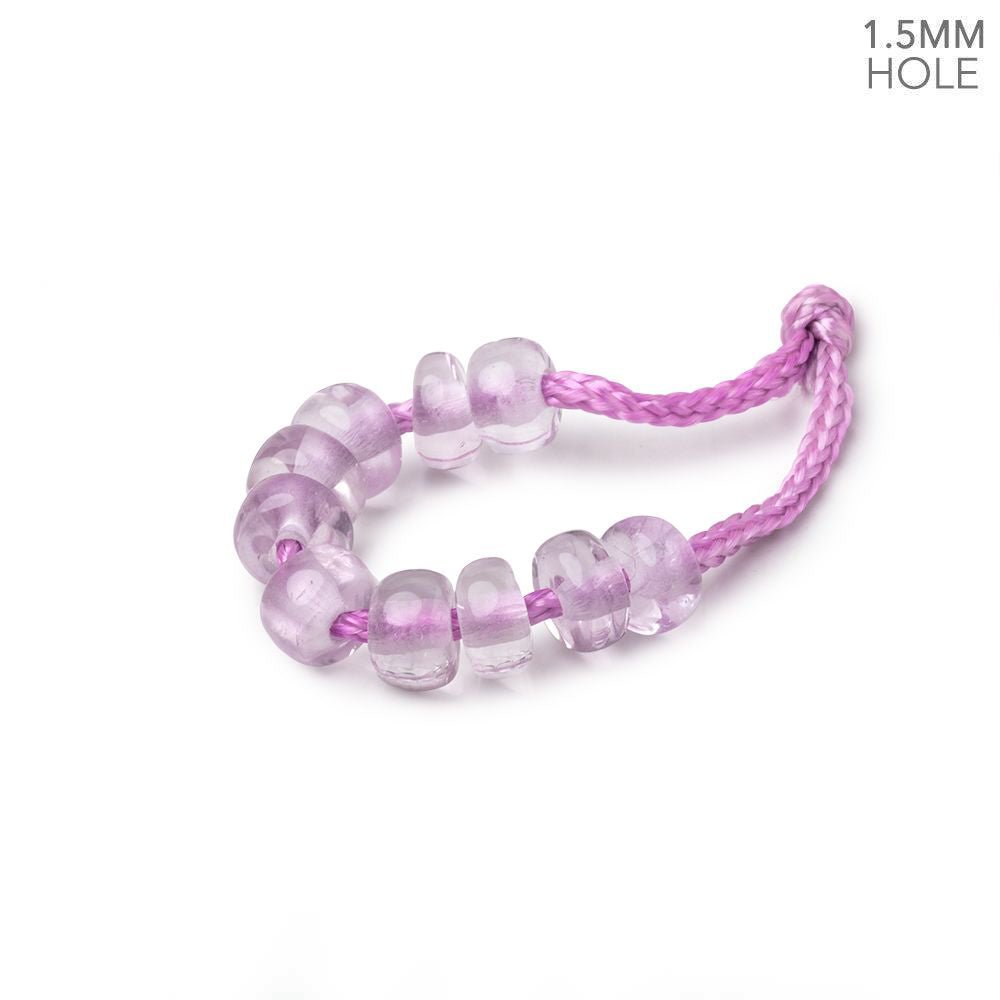 6mm Pink Amethyst 1.5mm Large Hole Plain Rondelle Set of 10 - Beadsofcambay.com