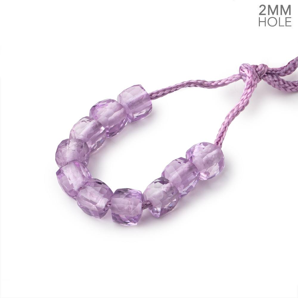 6mm Pink Amethyst 2mm Large Hole Faceted Cube Beads Set of 10 - Beadsofcambay.com