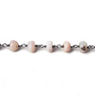 6mm Pink Peru Opal faceted rondelle Black Gold Chain by the foot 30 pcs - Beadsofcambay.com