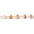 6mm Pink Peruvian Opal faceted rondelle Gold plated Chain by the foot 31 pcs - Beadsofcambay.com