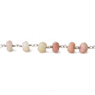 6mm Pink Peruvian Opal faceted rondelle Silver plated Chain by the foot 31 pcs - Beadsofcambay.com
