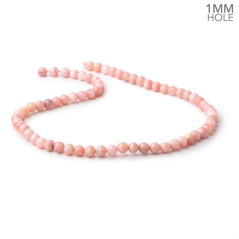 6mm Pink Peruvian Opal Plain Round Beads 16 inch 67 pieces 1mm holes - Beadsofcambay.com