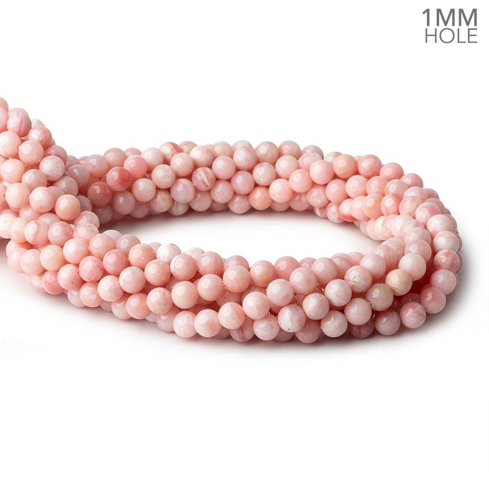 6mm Pink Peruvian Opal plain round large hole beads 16 inch 69 pieces A - Beadsofcambay.com