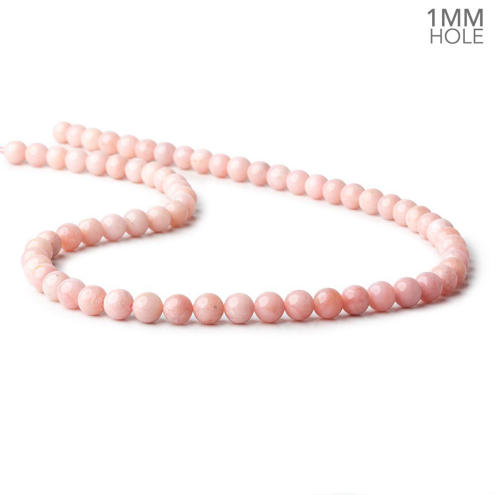 6mm Pink Peruvian Opal plain round large hole beads 16 inch 69 pieces A - Beadsofcambay.com