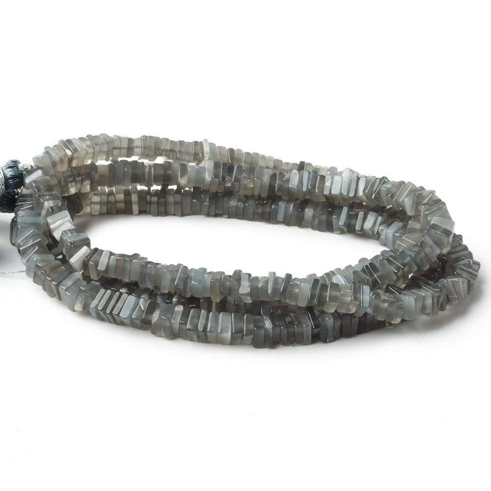 6mm Platinum Moonstone Center Drilled Square Heshi Beads 16 inch 20 pcs - Beadsofcambay.com