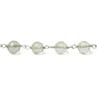 6mm Prasiolite faceted round .925 Silver Chain by the foot 24 pieces - Beadsofcambay.com