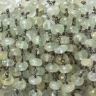 6mm Prehnite faceted rondelle Black Gold Chain by the foot 25 piece - Beadsofcambay.com
