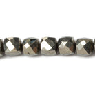 6mm Pyrite faceted cube beads 8 inch 29 pieces - Beadsofcambay.com