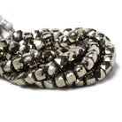 6mm Pyrite faceted cube beads 8 inch 29 pieces - Beadsofcambay.com