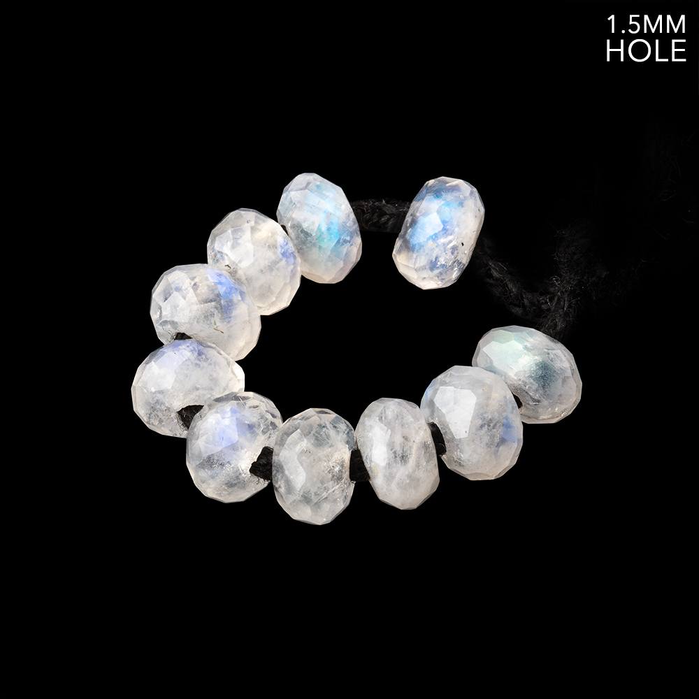 6mm Rainbow Moonstone Large Hole Faceted Rondelle Set of 10 Bead