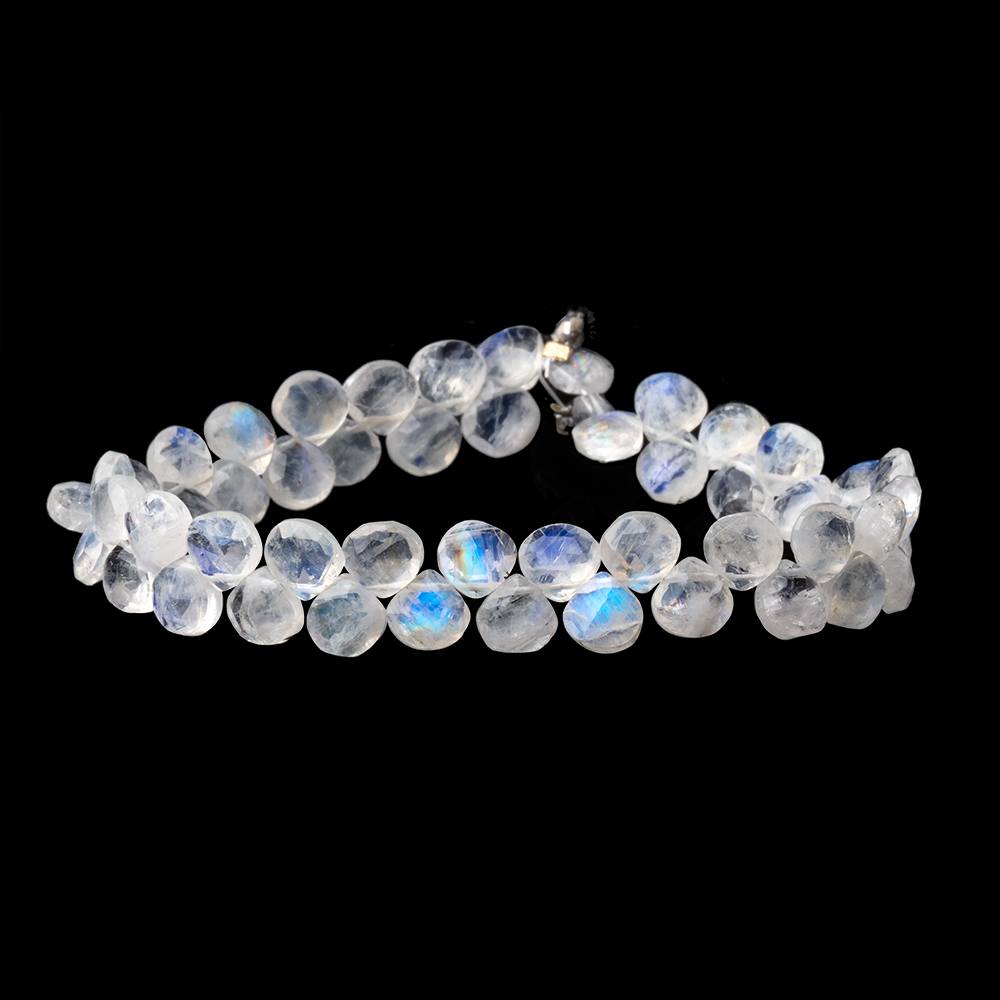 6mm Rainbow Moonstone Faceted Heart Beads 7 inch 53 pieces AA - Beadsofcambay.com