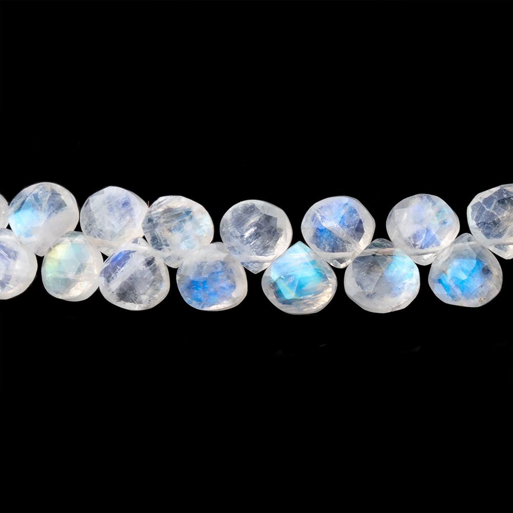 6mm Rainbow Moonstone Faceted Heart Beads 7 inch 53 pieces AA - Beadsofcambay.com