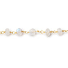 6mm Rainbow Moonstone Faceted Rondelles on Vermeil Chain - Beadsofcambay.com