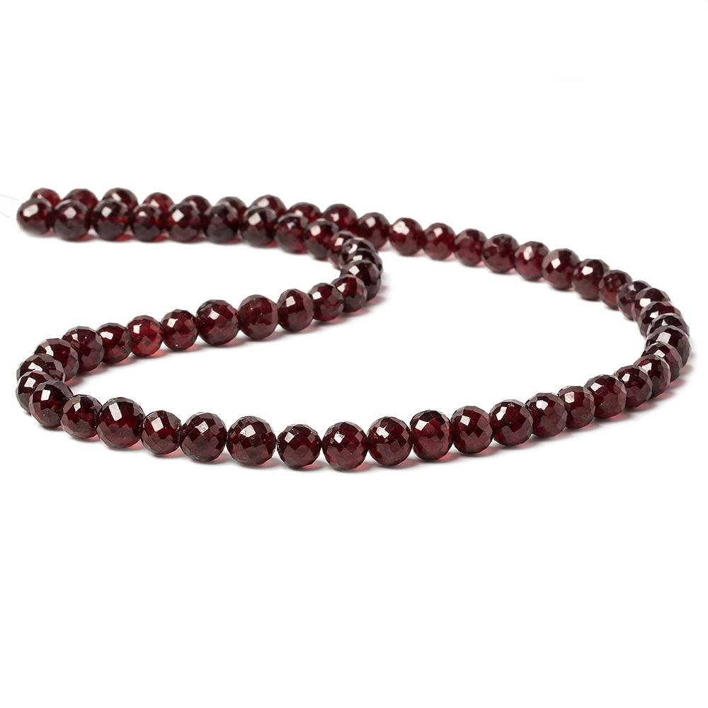 6mm Red Garnet faceted round beads 16 inch 66 pieces - Beadsofcambay.com
