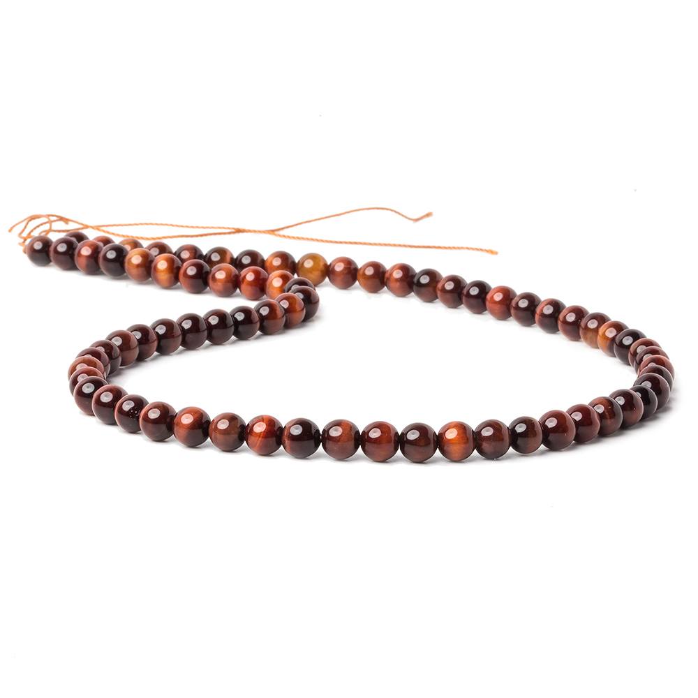 6mm Red Tiger's Eye plain round beads 16 inch 70 pieces AA - Beadsofcambay.com
