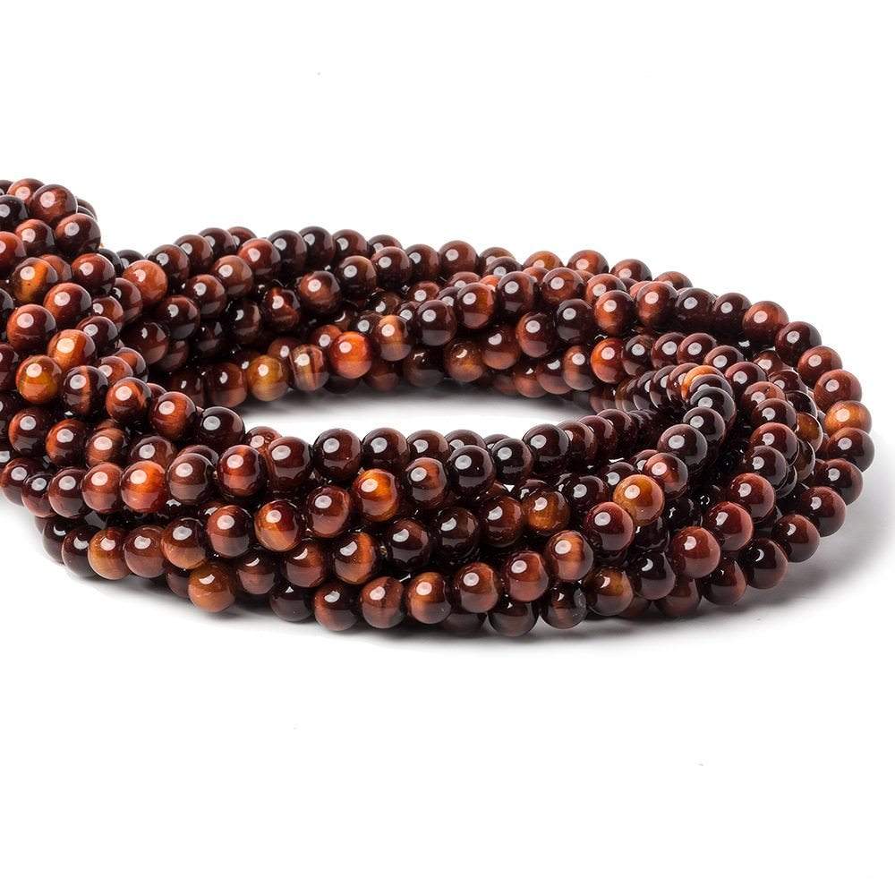 6mm Red Tiger's Eye plain round beads 16 inch 70 pieces AA - Beadsofcambay.com