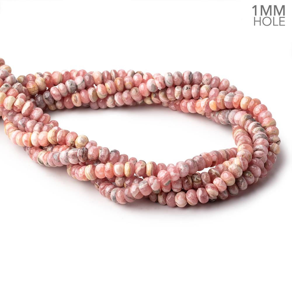 6mm Rhodochrosite Plain Rondelle Beads 16 inch 100 pieces 1mm hole - Beadsofcambay.com